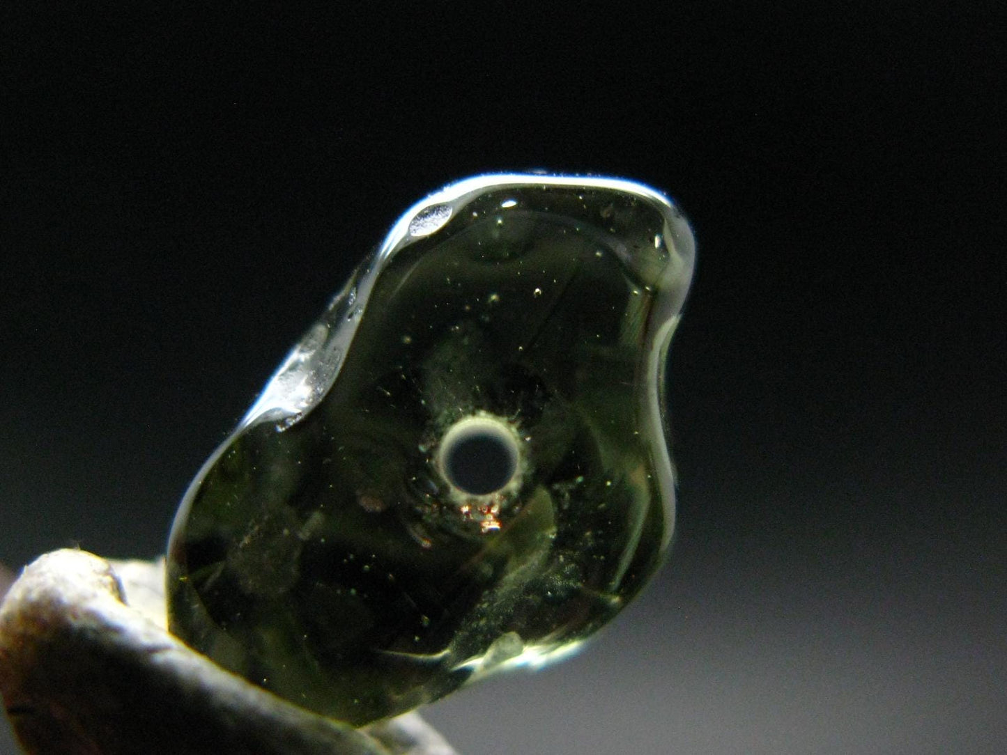 Moldavite Tektite Tumbled Bead from Czech Republic - 15 mm - 4.20 Carats