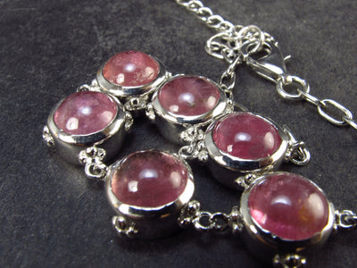Pink Tourmaline Silver Bracelet From Brazil - 9" - 13.0 Grams