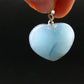 Lemurian Aquatine Blue Calcite Silver Heart Pendant from Argentina - 1.2" - 13.35 Grams