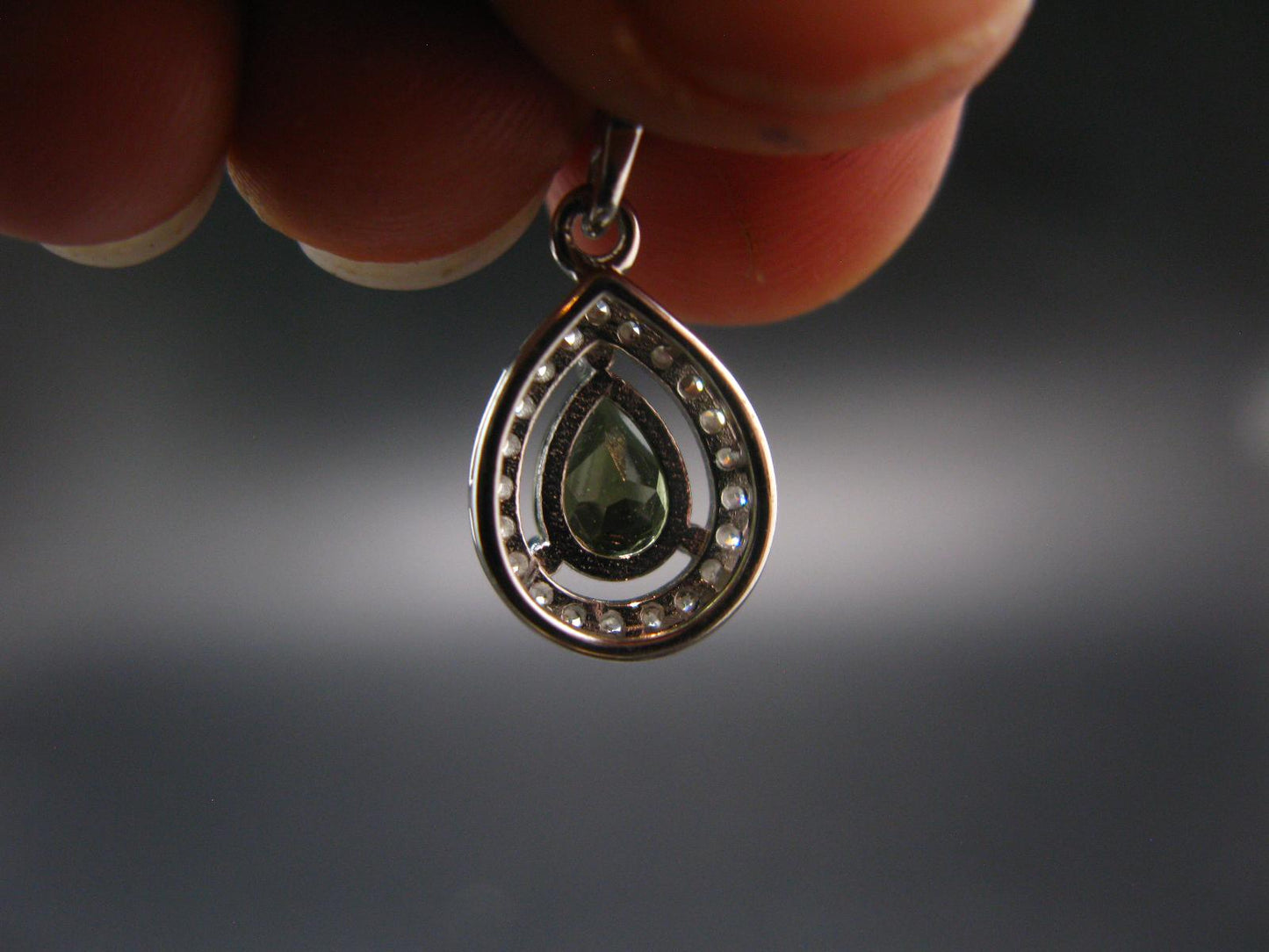 Moldavite Tektite Silver Pendant from Czech Republic - 0.8" - 1.34 Grams