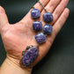 Stunning Six Stones Silky Charoite AAA Quality Sterling Silver Necklace From Russia - 17"