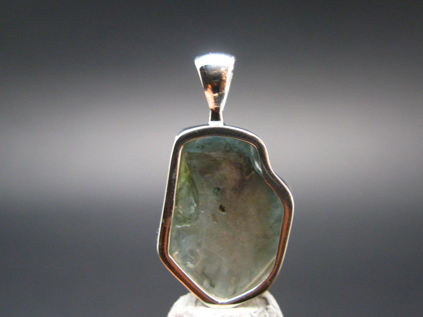 Blue Zircon Gem Crystal Silver Pendant From Cambodia - 1.1" - 5.32 Grams