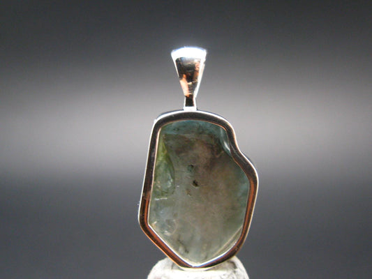Blue Zircon Gem Crystal Silver Pendant From Cambodia - 1.1" - 5.32 Grams