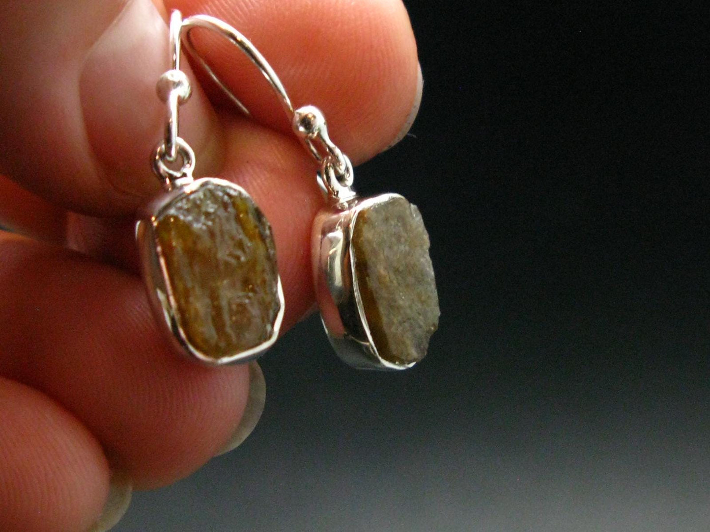 Rare Herderite Crystal Silver Earrings from Brazil - 2.92 Grams