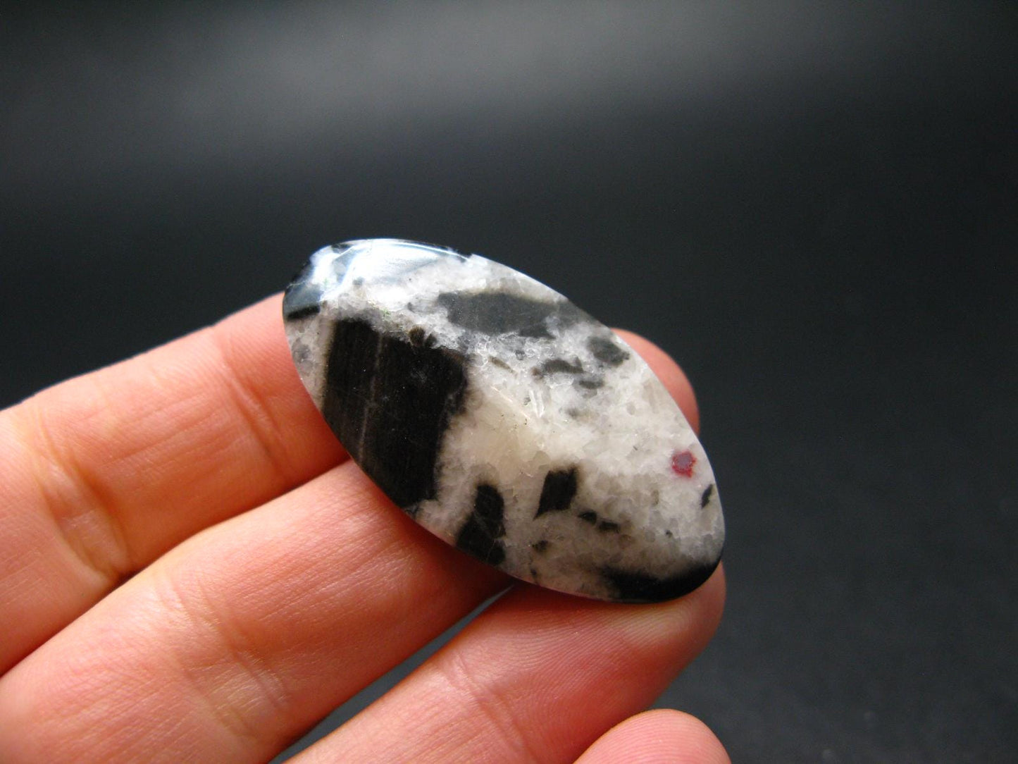 Cinnabar in Dolomite Cabochon from China - 5.90 Grams - 38 x 19 mm