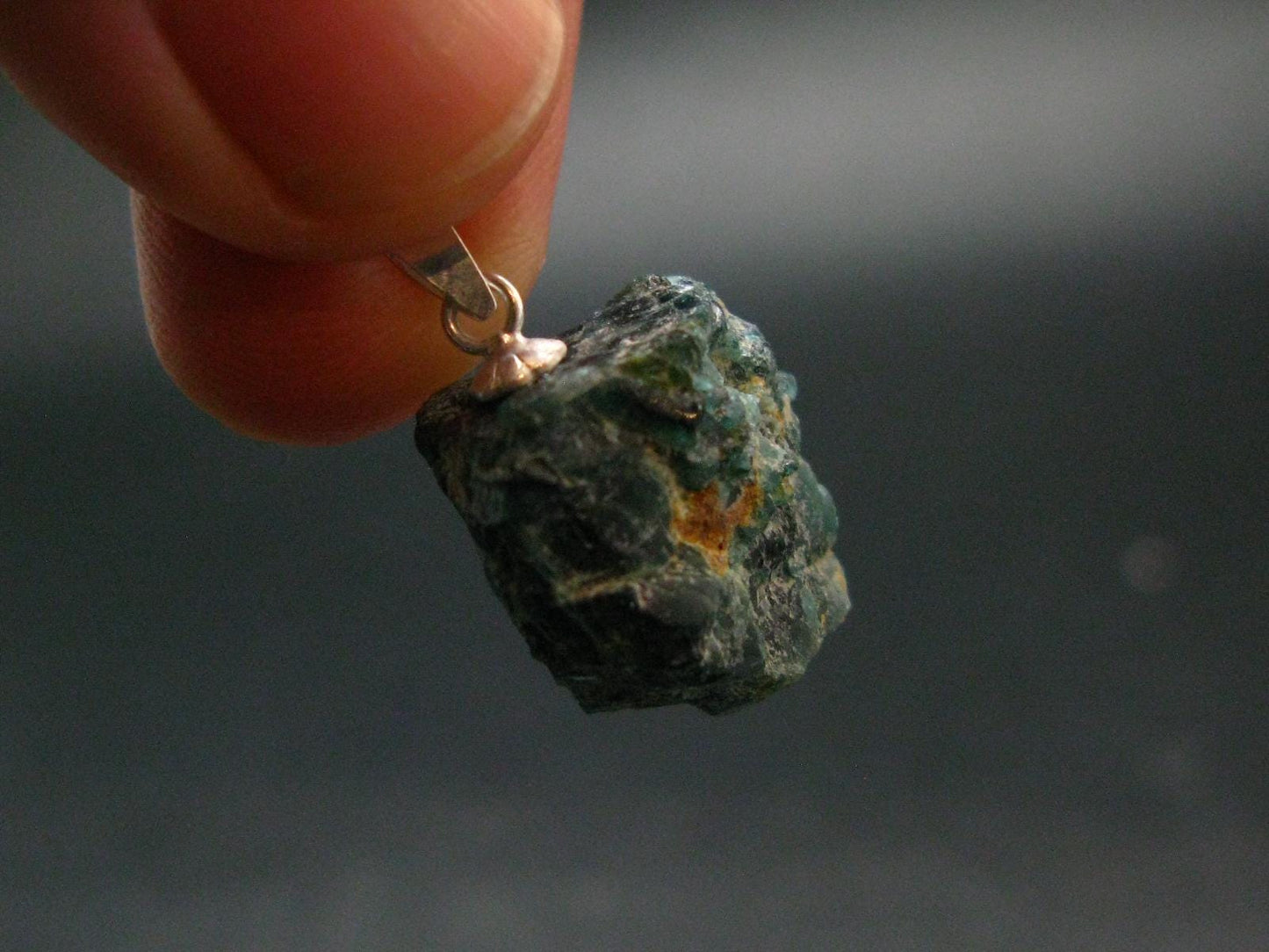 Extremely Rare Rough Grandidierite Silver Pendant From Madagascar - 0.9" - 2.94 Grams
