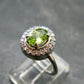 Natural Faceted Peridot Olivine Sterling Silver Ring - 3.11 Grams - Size 6.75