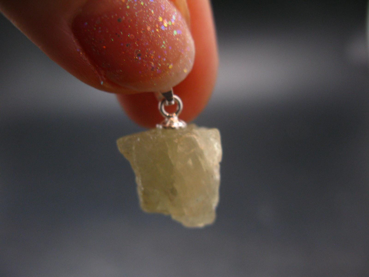 Amblygonite Silver Pendant from Brazil - 0.8" - 2.97 Grams