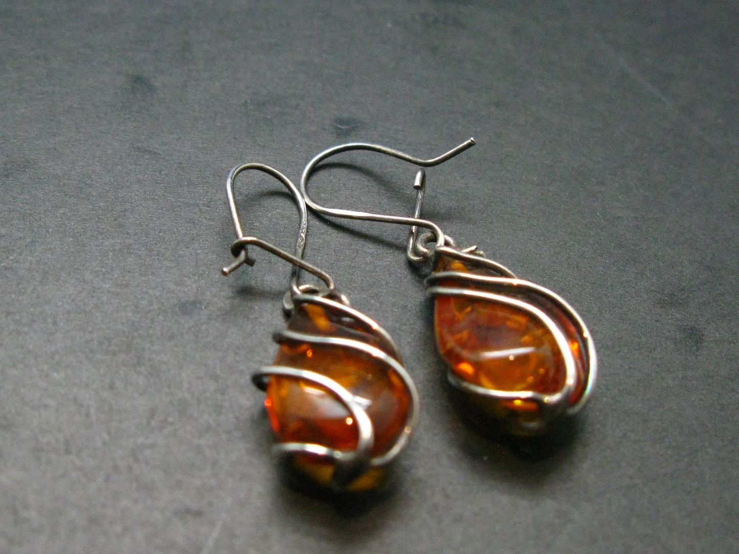Baltic Amber Dangle 925 Silver Earrings - 3.20 Grams