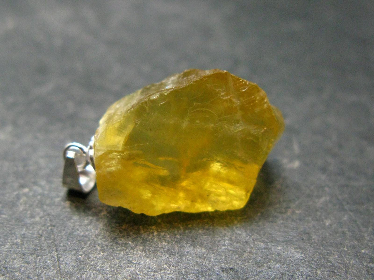 Heliodor (Yellow Beryl) Crystal Silver Pendant From Brazil - 1.0" - 3.09 Grams