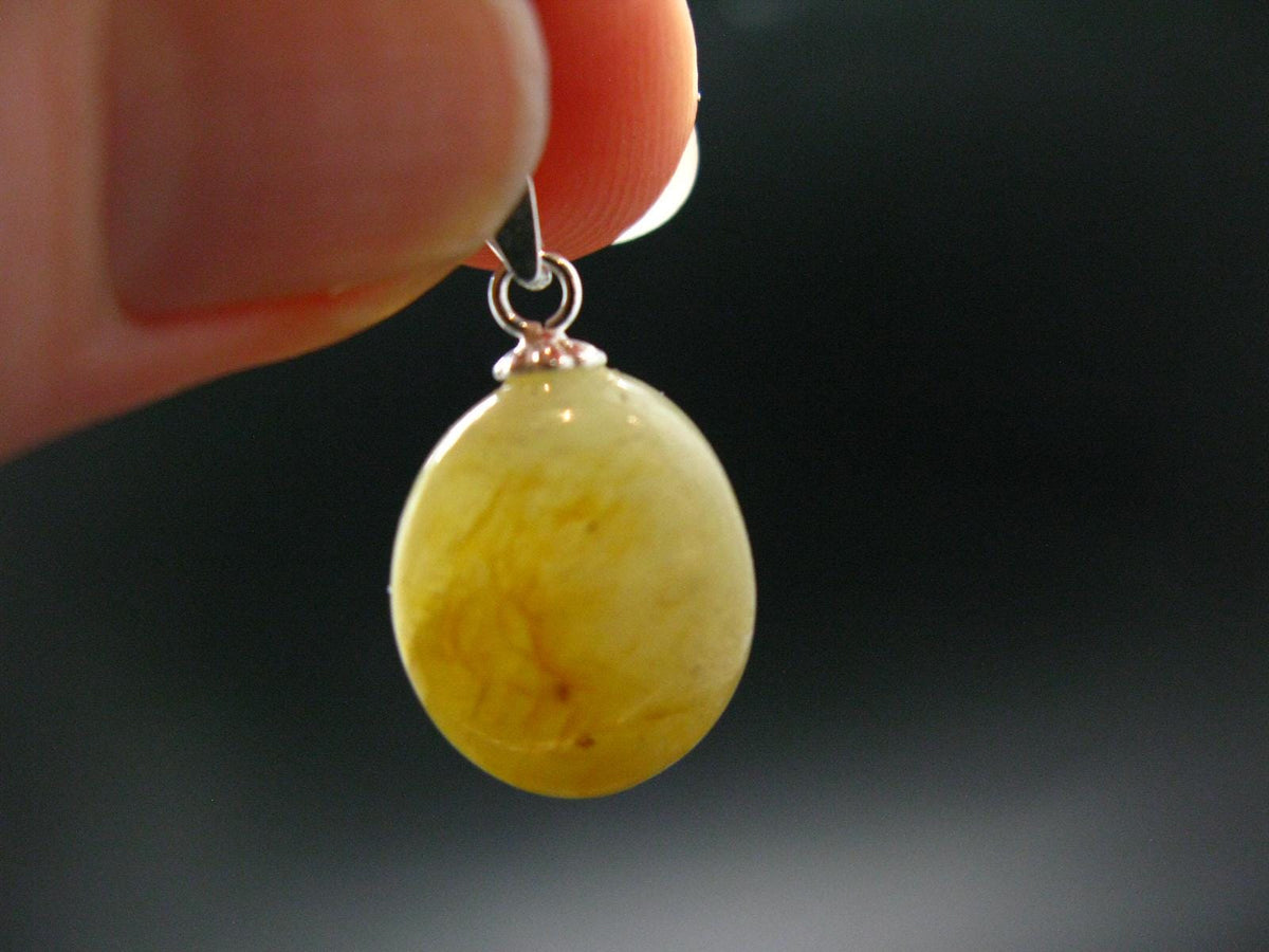Yellow Sapphire Corundum Polished Crystal Silver Pendant From Sri Lanka - 0.9" - 17.50 Carats