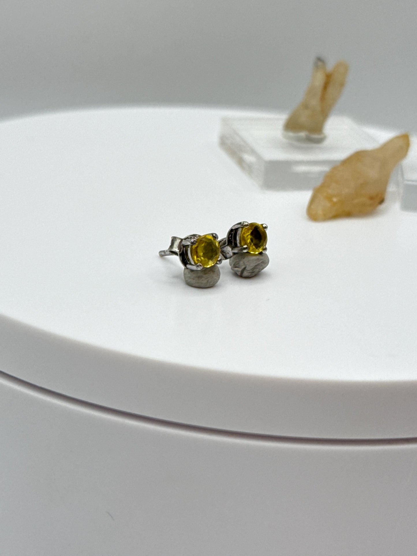 Yellow Sapphire Stud Earrings | Sterling Silver Earrings | Natural Sapphire Jewelry | September Birthstone Gift - Weight 1.01 Grams