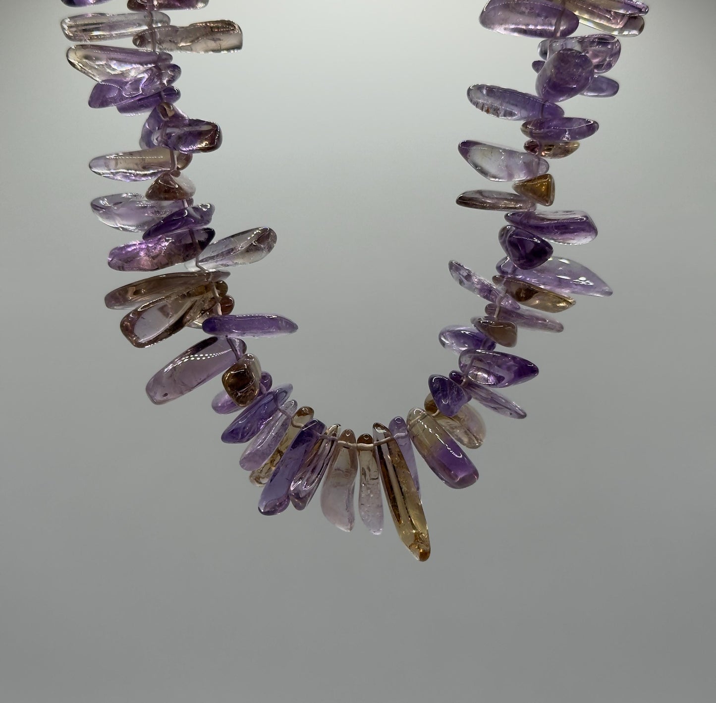 Raw Ametrine Crystal Necklace – Chunky Natural Gemstone Beads – Amethyst Citrine Statement Jewelry - 149.27 Grams