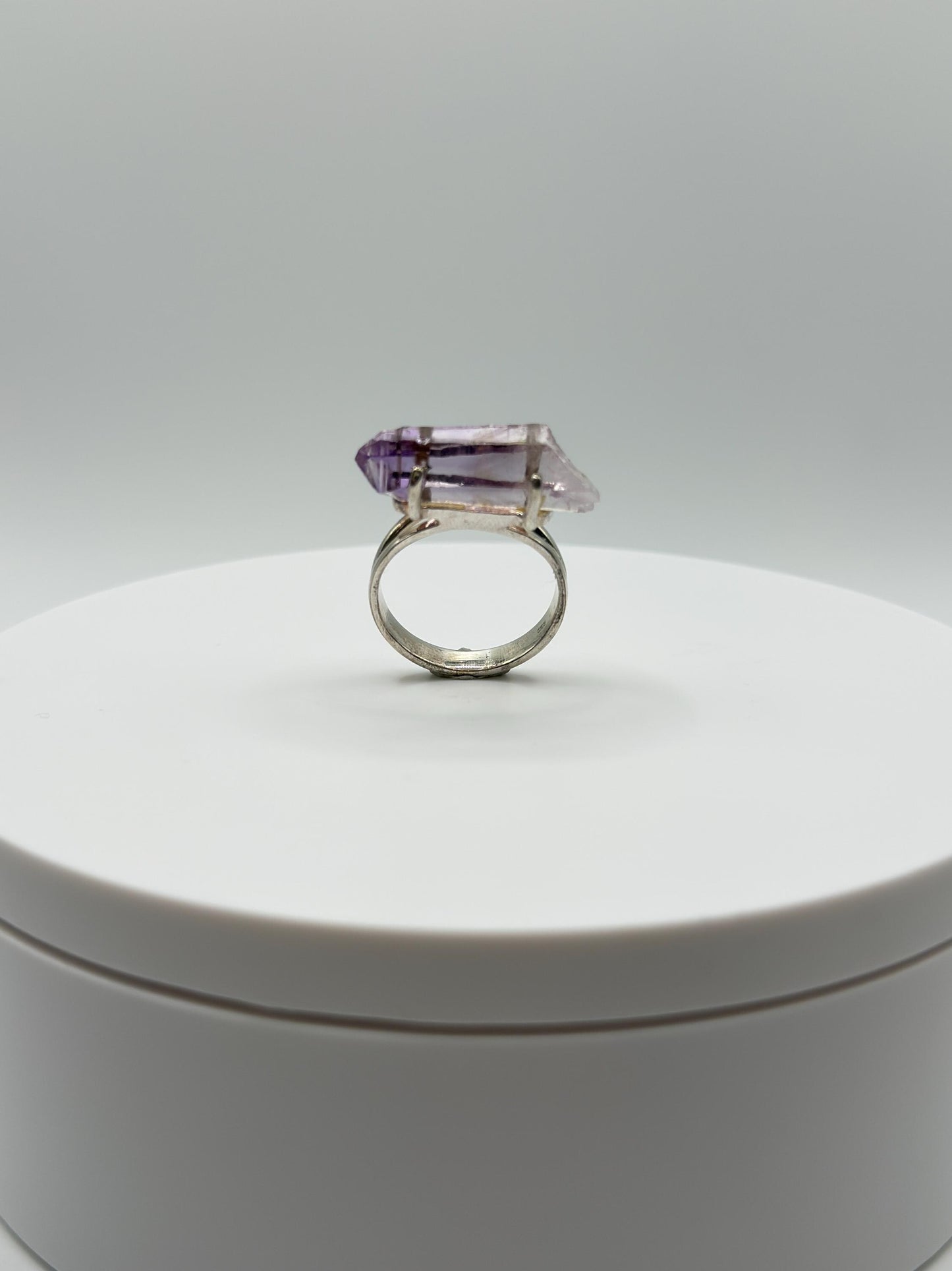 Raw Amethyst Ring – Silver Band – Unique Natural Crystal Jewelry – Handmade Statement Piece - Size 9