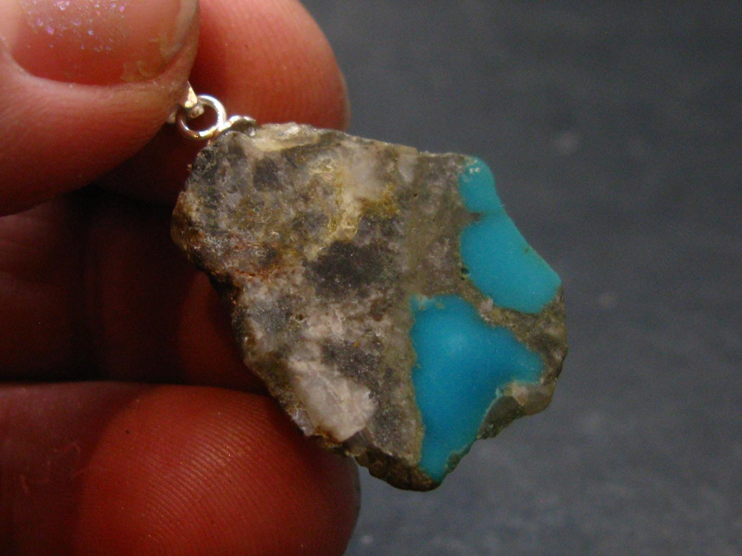 Genuine Turquoise Silver Pendant From Sleeping Beauty Arizona - 1.1" - 2.2 Grams