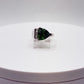 Green Helenite Pear Cut Ring – Sterling Silver Statement Gemstone Ring with Accent Stones