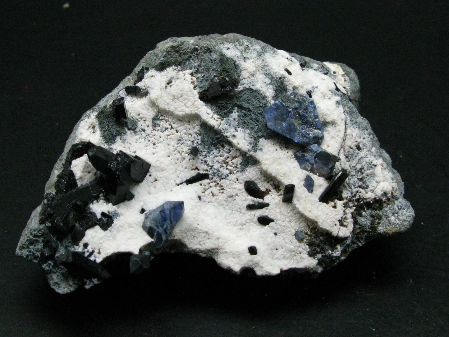 Benitoite and Neptunite on Natrolite Cluster From California - 1.5" - 10.35 Grams