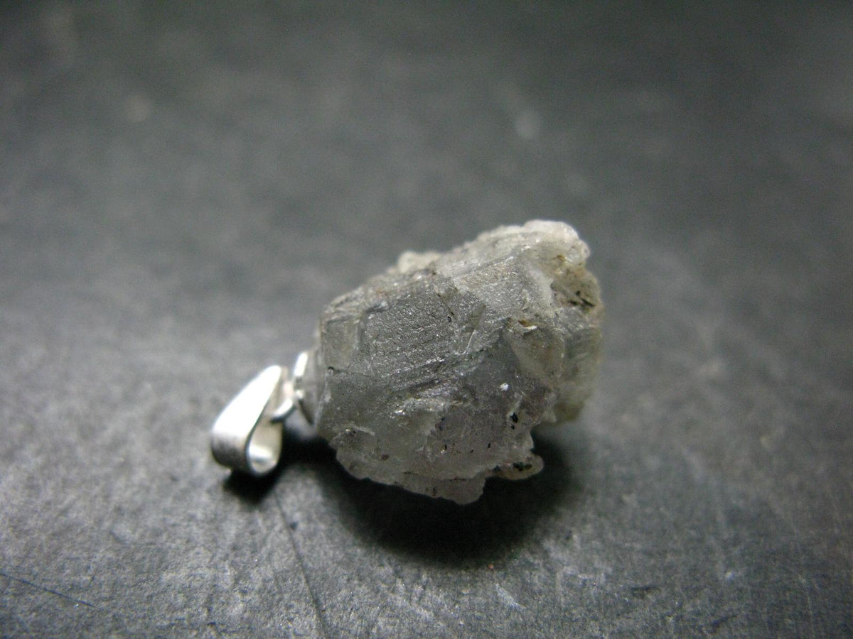 Gray Herderite Silver Pendant from Africa - 0.8" - 2.46 Grams
