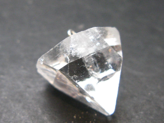 Clear Apophylite Apophyllite Crystal Silver Pendant From India - 0.9" - 5.8 Grams