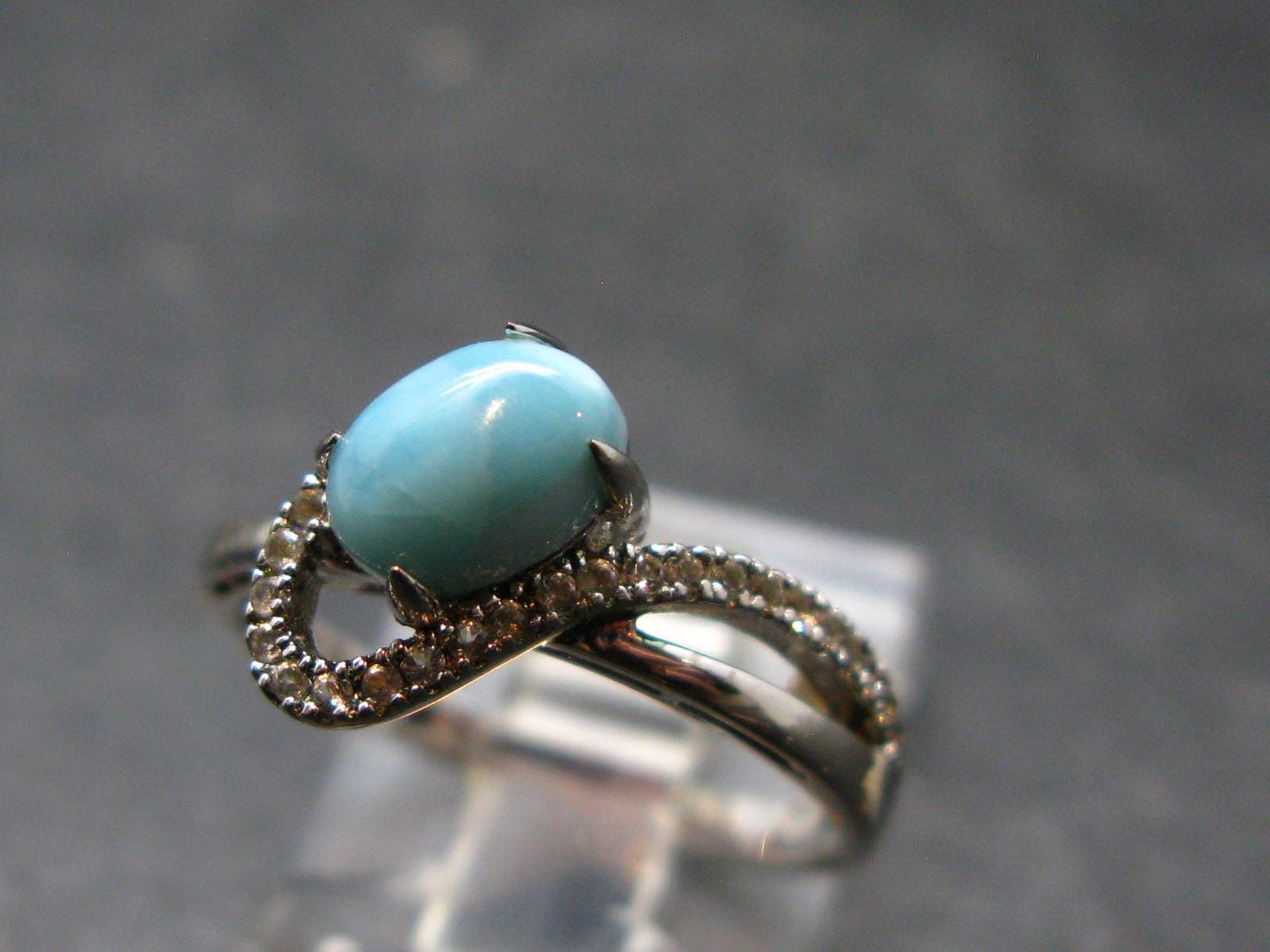 Larimar AAA Quality Sterling Silver Ring - Size 7.25 - 2.20 Grams