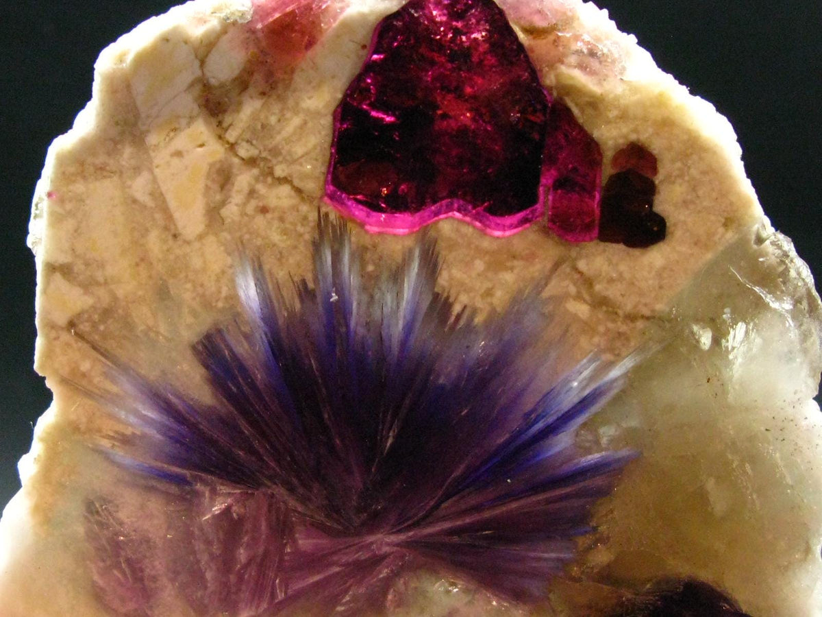 Stunning Tourmaline & Lepidolite in Quartz Slice From Russia - 4.6"