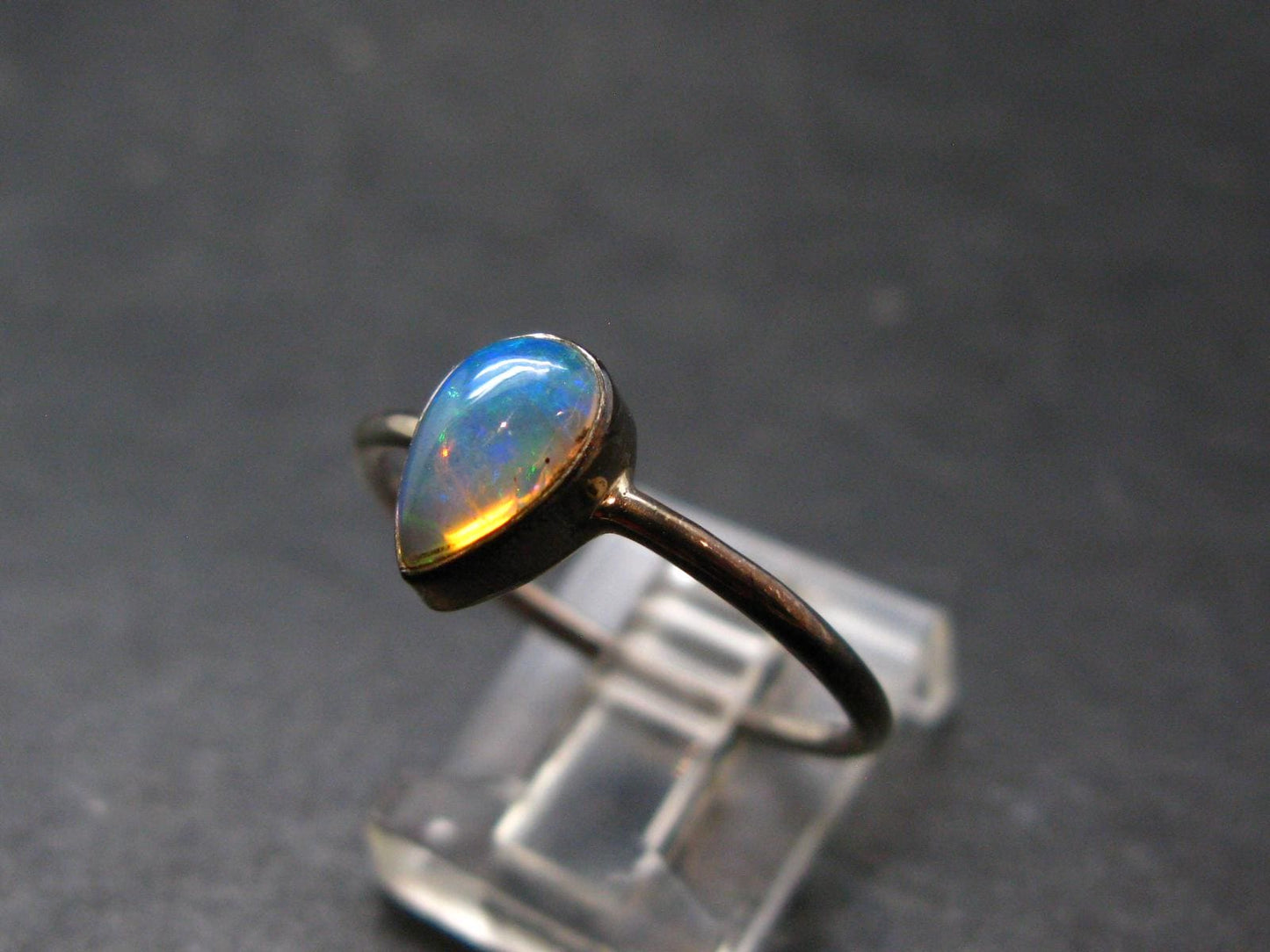 Natural Cabochon Opal 925 Sterling Silver Ring from Ethiopia - 1.93 Grams - Size 10