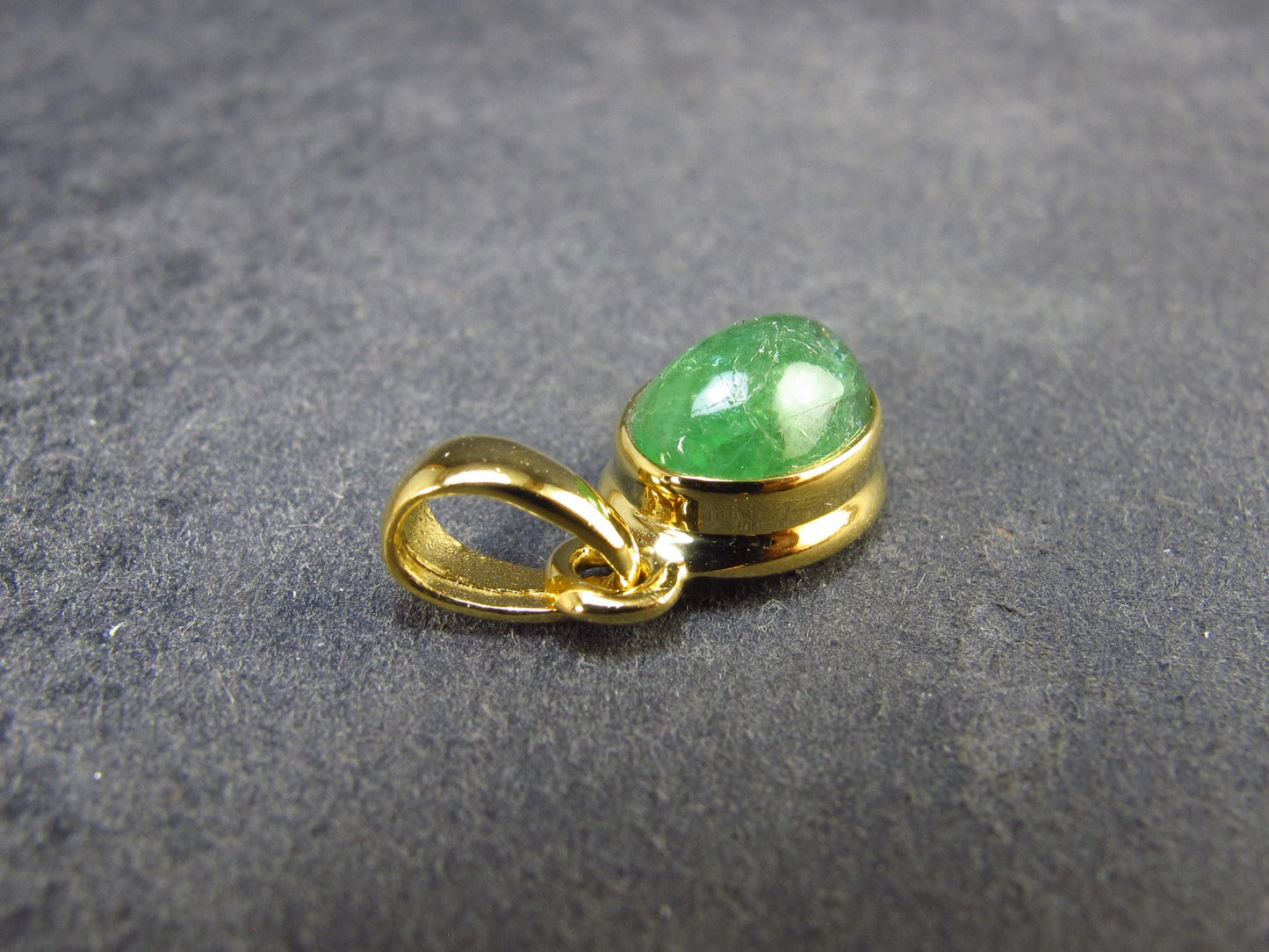 Tsavorite Green Garnet Gold Plated Silver Pendant from Tanzania - 0.7" - 1.56 Grams