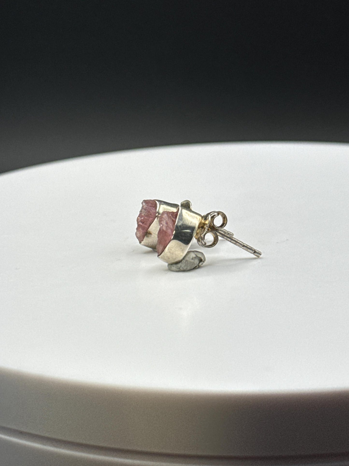 Pezzottaite Sterling Silver Stud Earrings – Natural Rare Pink Gemstone