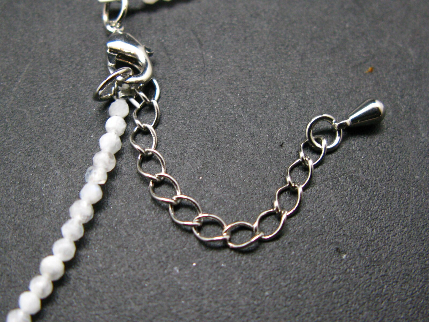 Lightweight Gem Sparkly Faceted Moonstone Tiny 2mm Round Beads Necklace from Madagascar - 16"