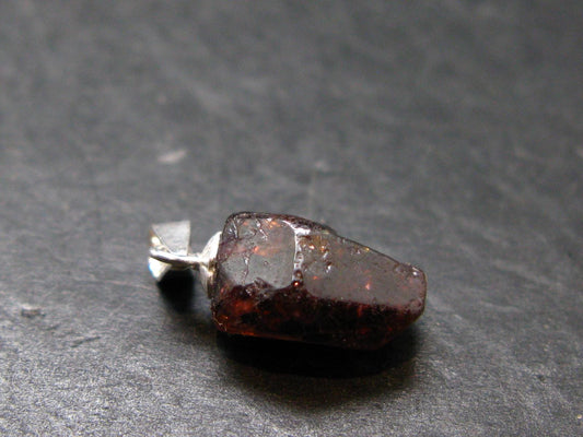Rare Zircon Crystal Silver Pendant From Tanzania - 0.8" - 1.88 Grams