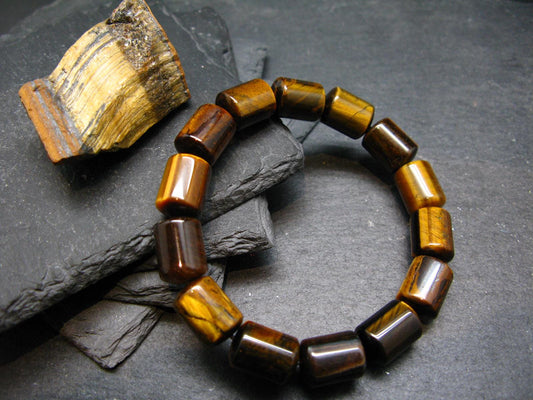 Tiger Eye Genuine Bracelet ~ 7 Inches ~ 13mm Oval Beads