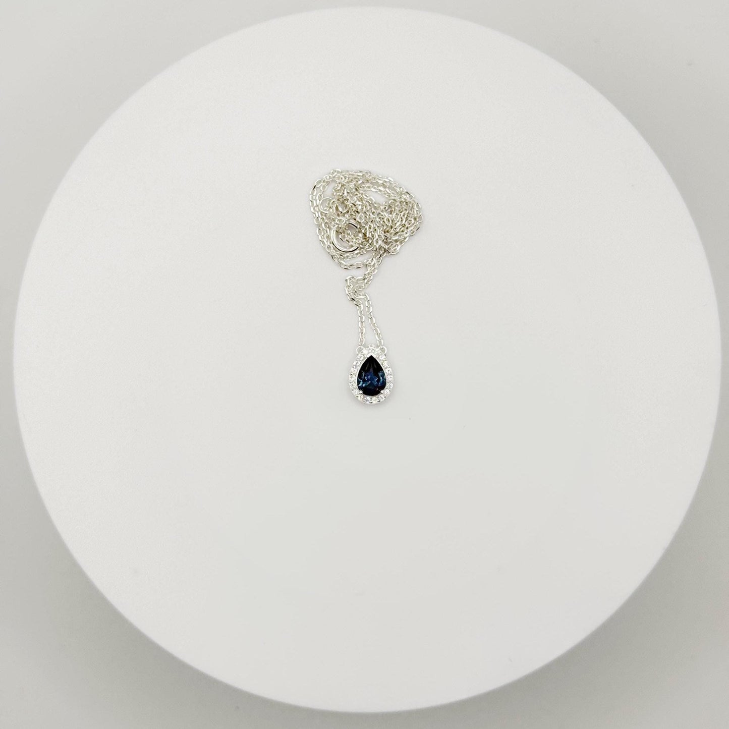Teardrop London Blue Topaz Necklace – Sterling Silver with Accents - 2.46 Grams