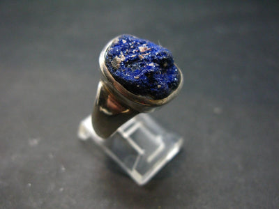 Deep Blue Evening Sky above Desert!! Saturated Royal Blue Rough Azurite Sterling Silver Ring - Size 8.5