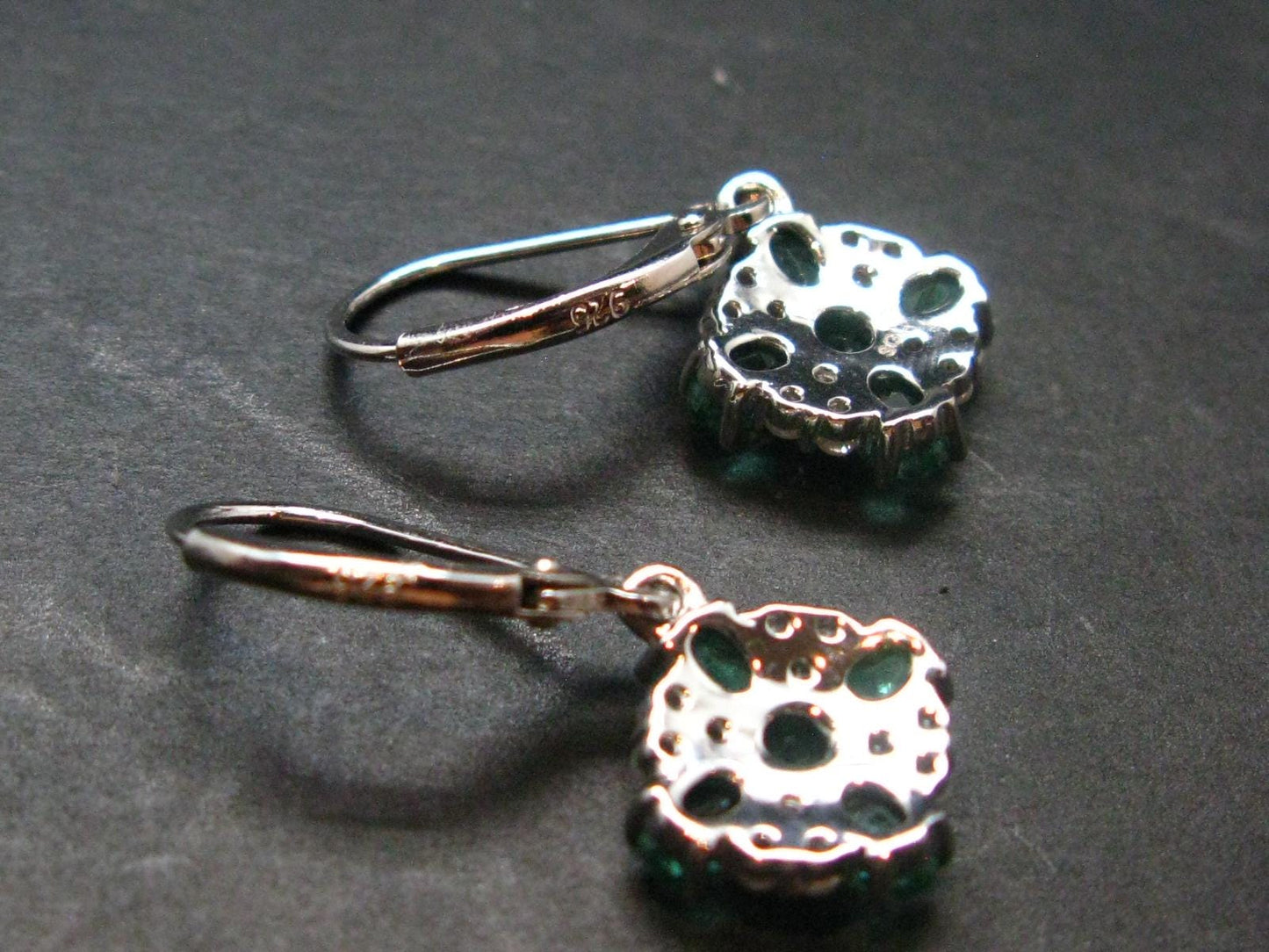 Gem Emerald Faceted Earrings In Sterling Silver - 1.70 Carats