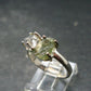 Moldavite Tektite and Herkimer Diamond Silver Ring - Size 8 - 2.80 Grams
