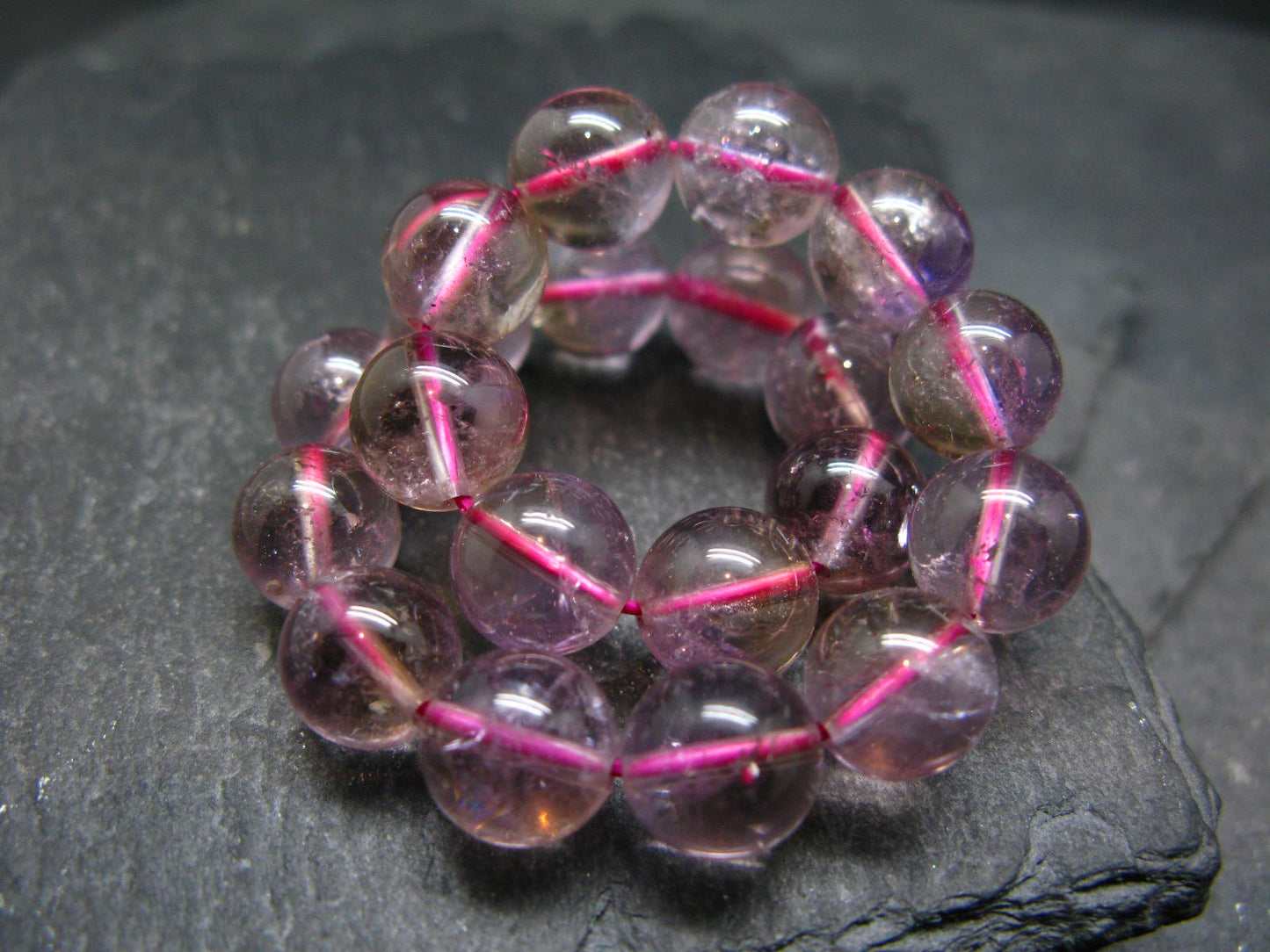 Ametrine Genuine Bracelet ~ 7 Inches ~ 10mm Round Beads