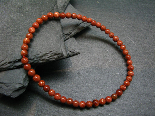 Goldstone Genuine Bracelet ~ 7 Inches ~ 4mm Round Beads