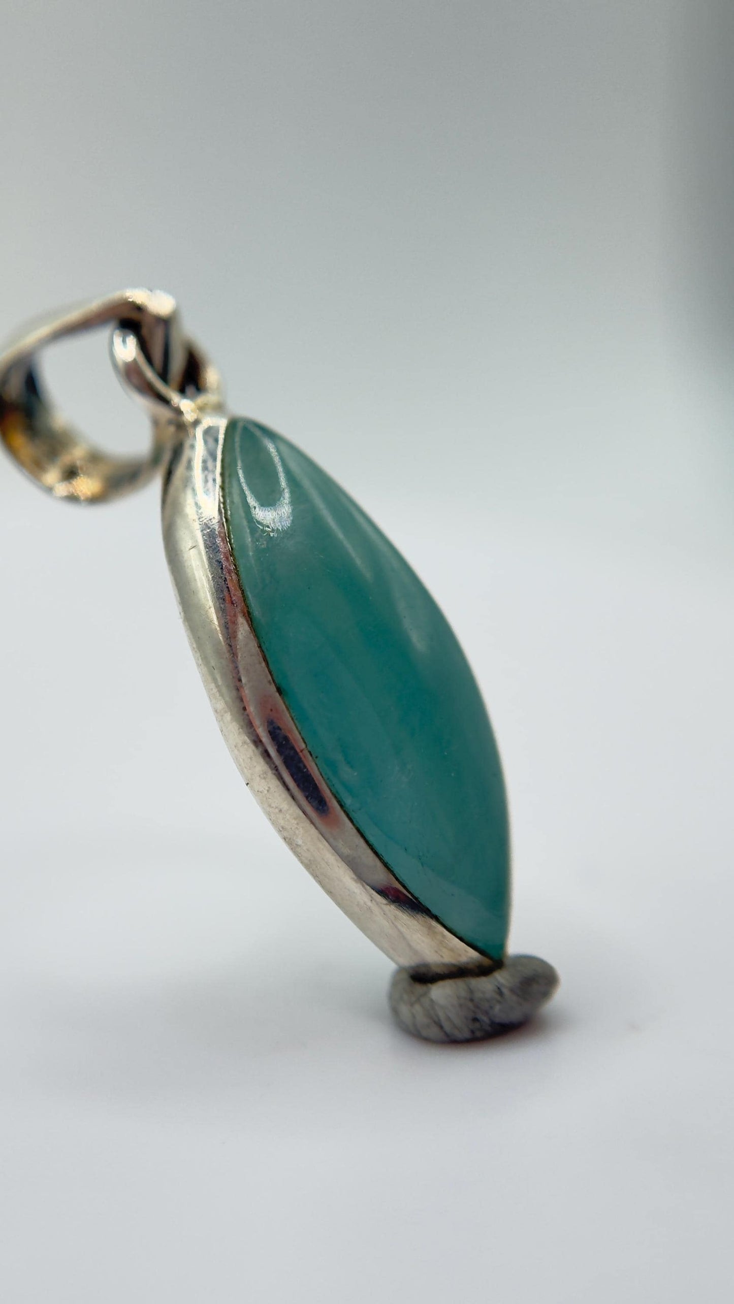 Grandidierite Pendant Marquise Cabochon Blue Green Gemstone Silver Necklace Natural Crystal Jewelry