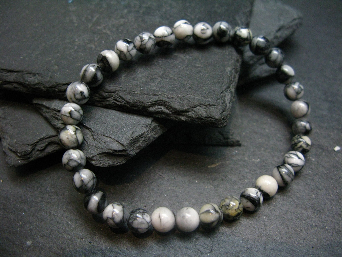 Pinolite Pinolith Genuine Bracelet ~ 7 Inches ~ 6mm Round Beads