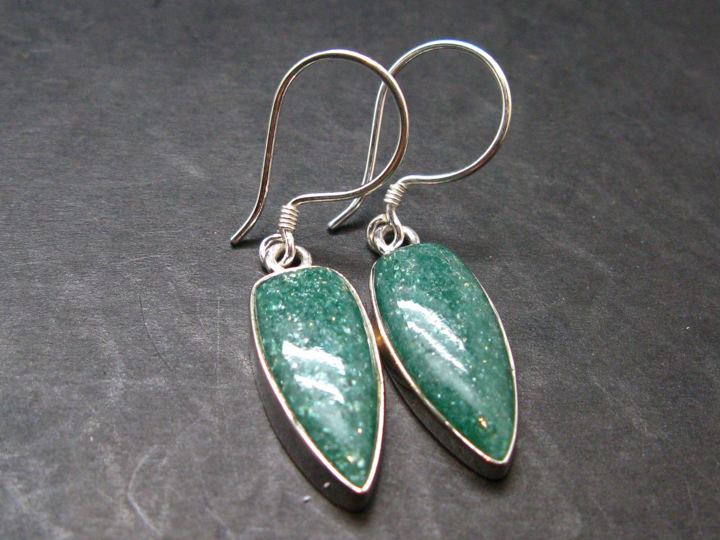 Green Aventurine Silver Earrings from India - 3.62 Grams