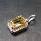 Yellow Citrine Gem Facetted Sterling Silver Pendant From Brazil With CZ - 0.6" - 1.21 Grams
