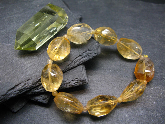 Citrine Genuine Bracelet ~ 7 Inches ~ 20mm Facetted Beads
