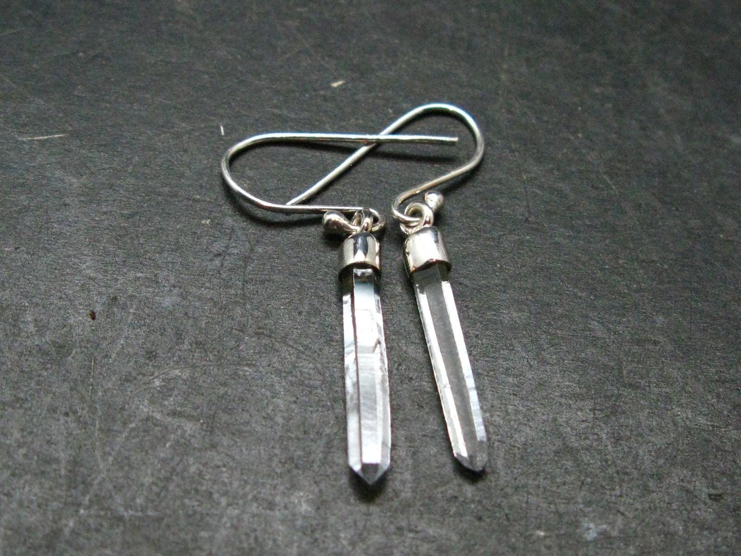Lemurian Quartz Seed Crystal Silver Earrings From Brazil - 1.5"