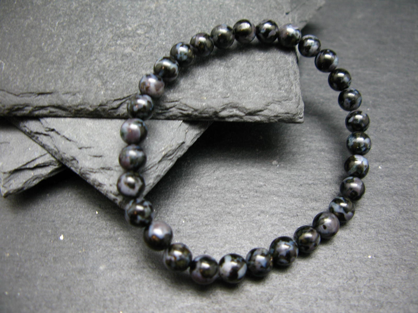 Gabbro Mystic Merlinite Genuine Bracelet ~ 7 Inches ~ 6mm Round Beads