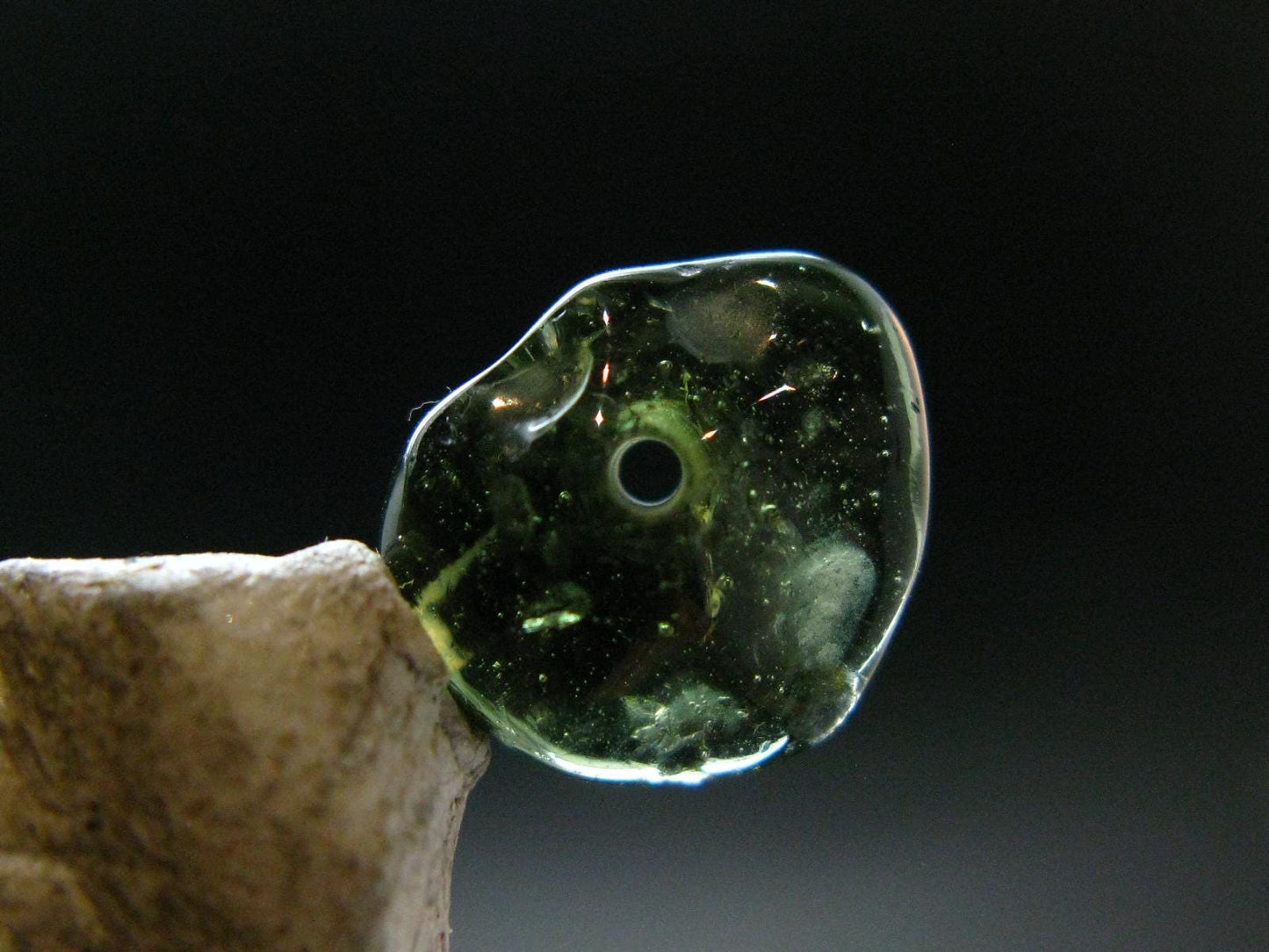 Moldavite Tektite Tumbled Bead from Czech Republic - 12 mm - 5.0 Carats