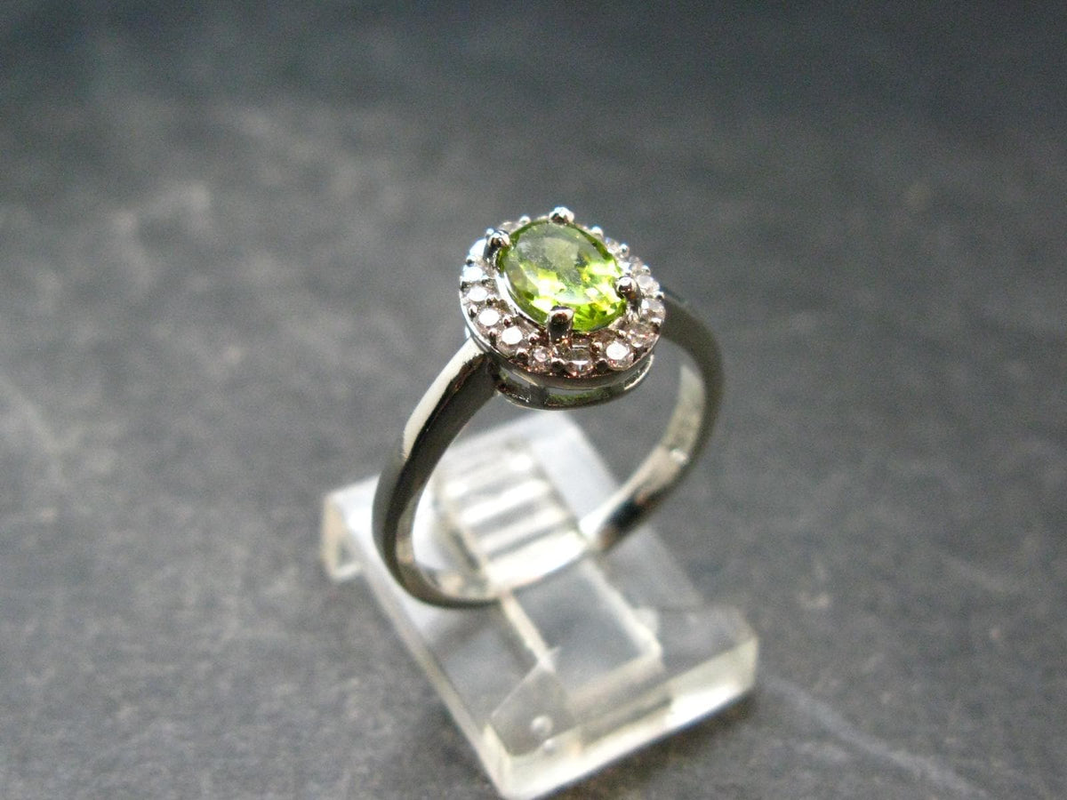 Natural Faceted Peridot Olivine Sterling Silver Ring - 2.86 Grams - Size 7.5