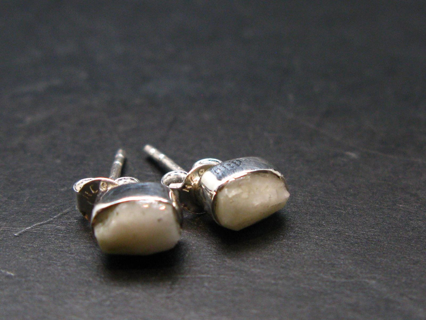 Phenakite Phenacite Silver Stud Earrings From Nigeria - 1.23 Grams