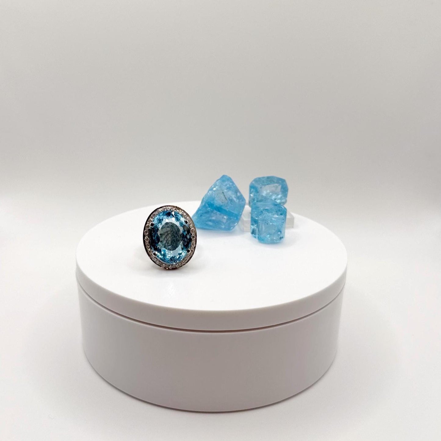 Swiss Blue Topaz Oval Ring – Regal Glow & Refined Beauty - Size 10