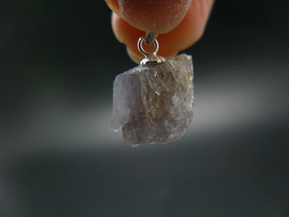 Rare Lilac Herderite Crystal Silver Pendant from Brazil - 0.8" - 1.81 Grams