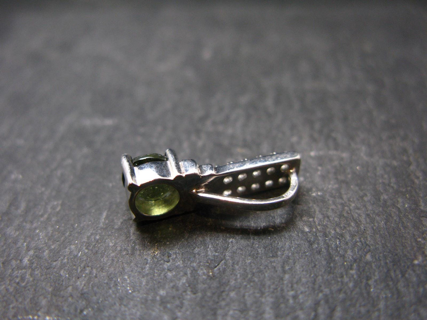 Moldavite Tektite Silver Pendant from Czech Republic - 0.7" - 1.70 Grams
